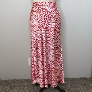 Rachel Zoe Red White Hearts MIDI Skirt, Large